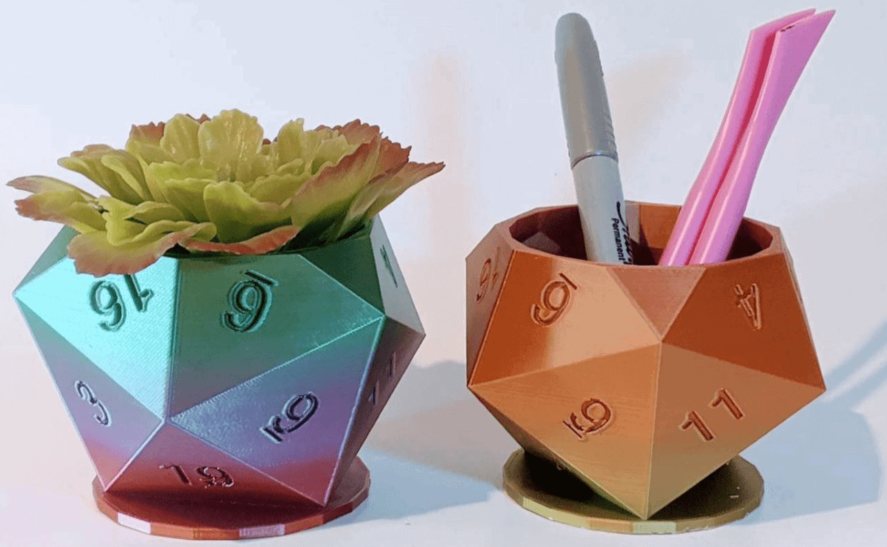 D20 D&D Succulent Planter Desk Organizer