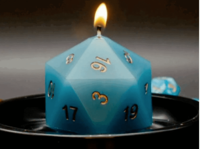 Surprise Candle with a Hidden D&D Dice Candle