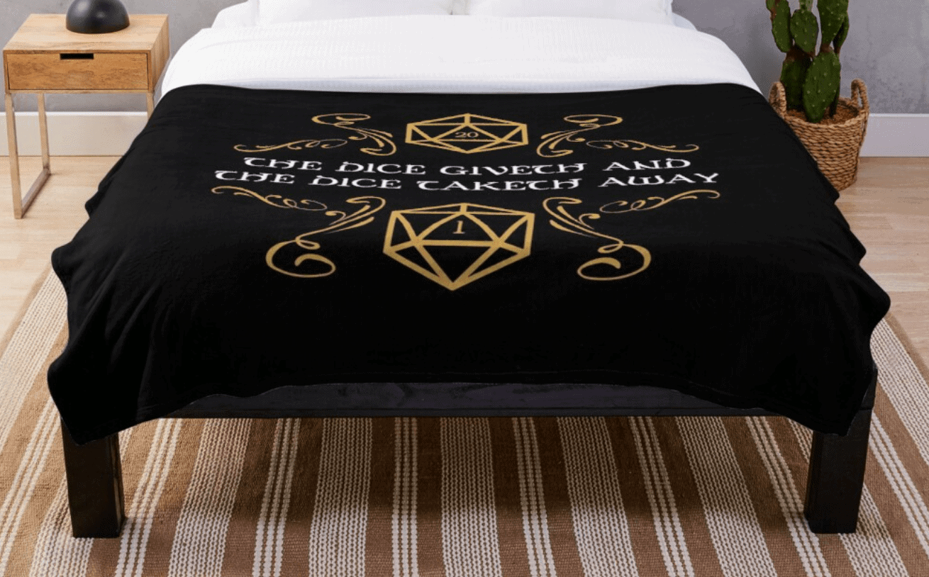 Dungeons and Dragons Critical Fail Throw Blanket