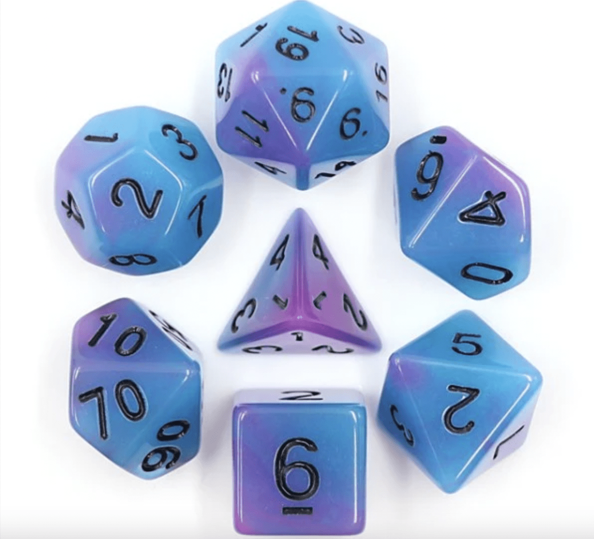 Purple/Blue Glow in the Dark Polyhedral Dice