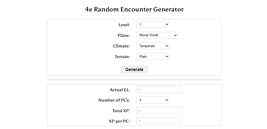 Monster/Encounter Generator