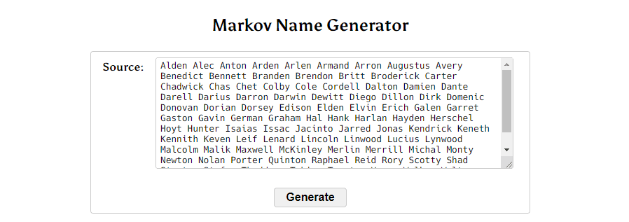 Markov Name Generator