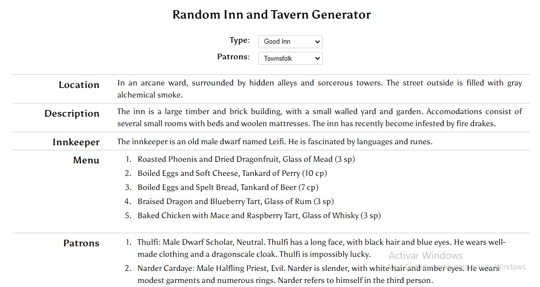 Random Inn Generator