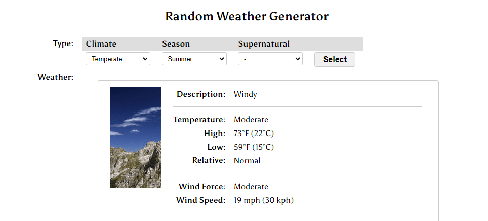 Random Weather Generator