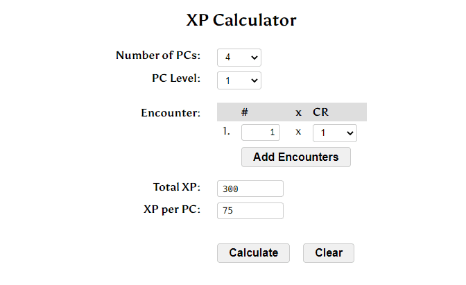 XP Calculator